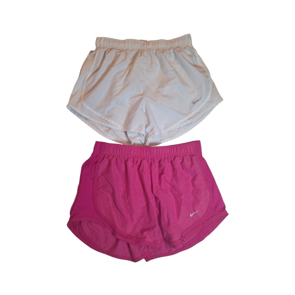 Nike Dri-FIT Running Shorts Womens M Lot 2 Pink White 2.5" Lined Athletic